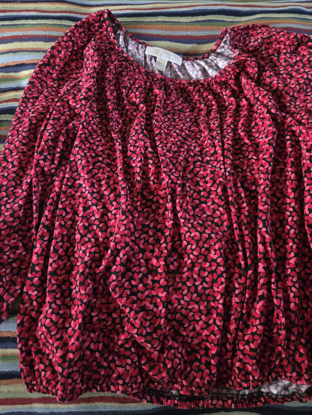 Michael Kors Pink and Black Heart-Print Blouse